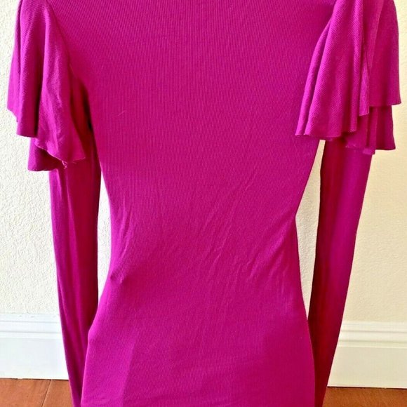 WE THE FREE People Purple Berry ON REWIND Ribbed Ruffle Long Sleeve Top Size xs - Picture 8 of 10